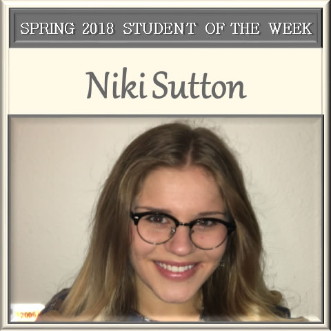 Student of the Week Nikki Sutton.