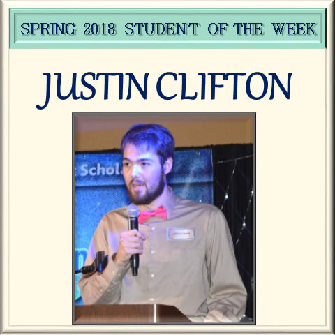 SCC Student of the Week Justin Clifton.