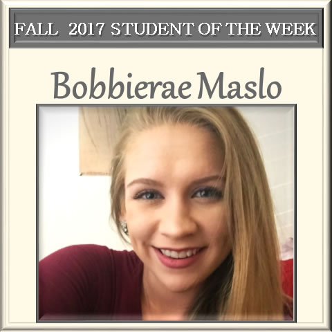SCC student of the week Bobbierae Maslo. 