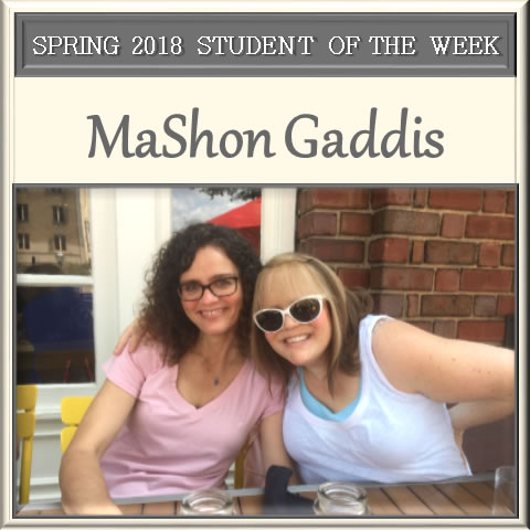 SCC Student of the Week MaShon Gaddis.