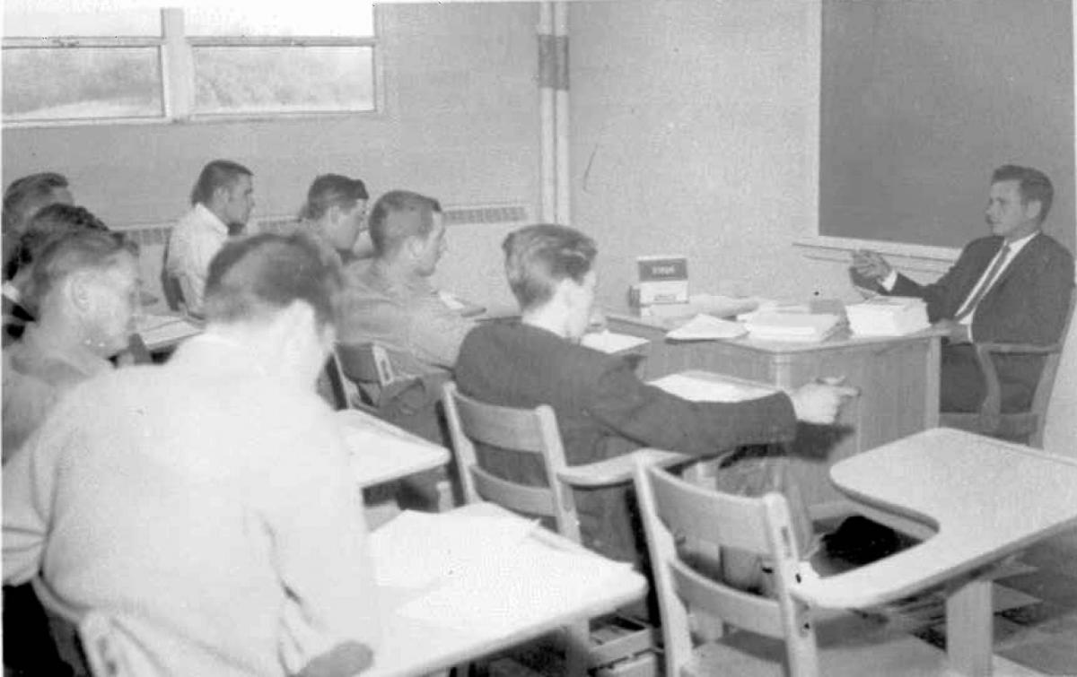 A 1964 photo shows students on the first day of class in SCC's history.