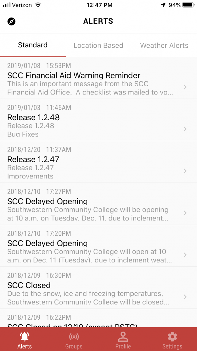 Example Notification Feed