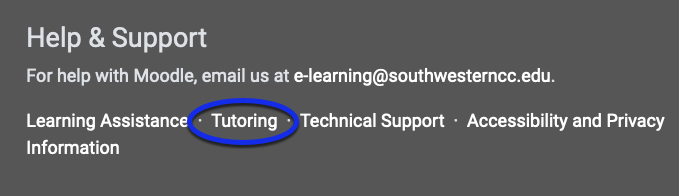 Image indicating the tutoring link, found at the bottom of the Moodle LMS pages