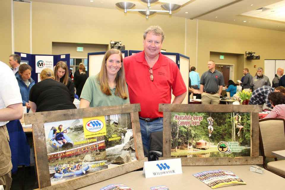 Photograph of two representatives from WildWater, who attended last year's Job Fair at SCC