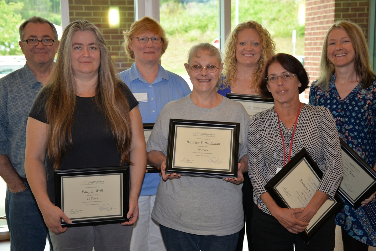 Photo of SCC employees who were honored for their years of service to North Carolina.