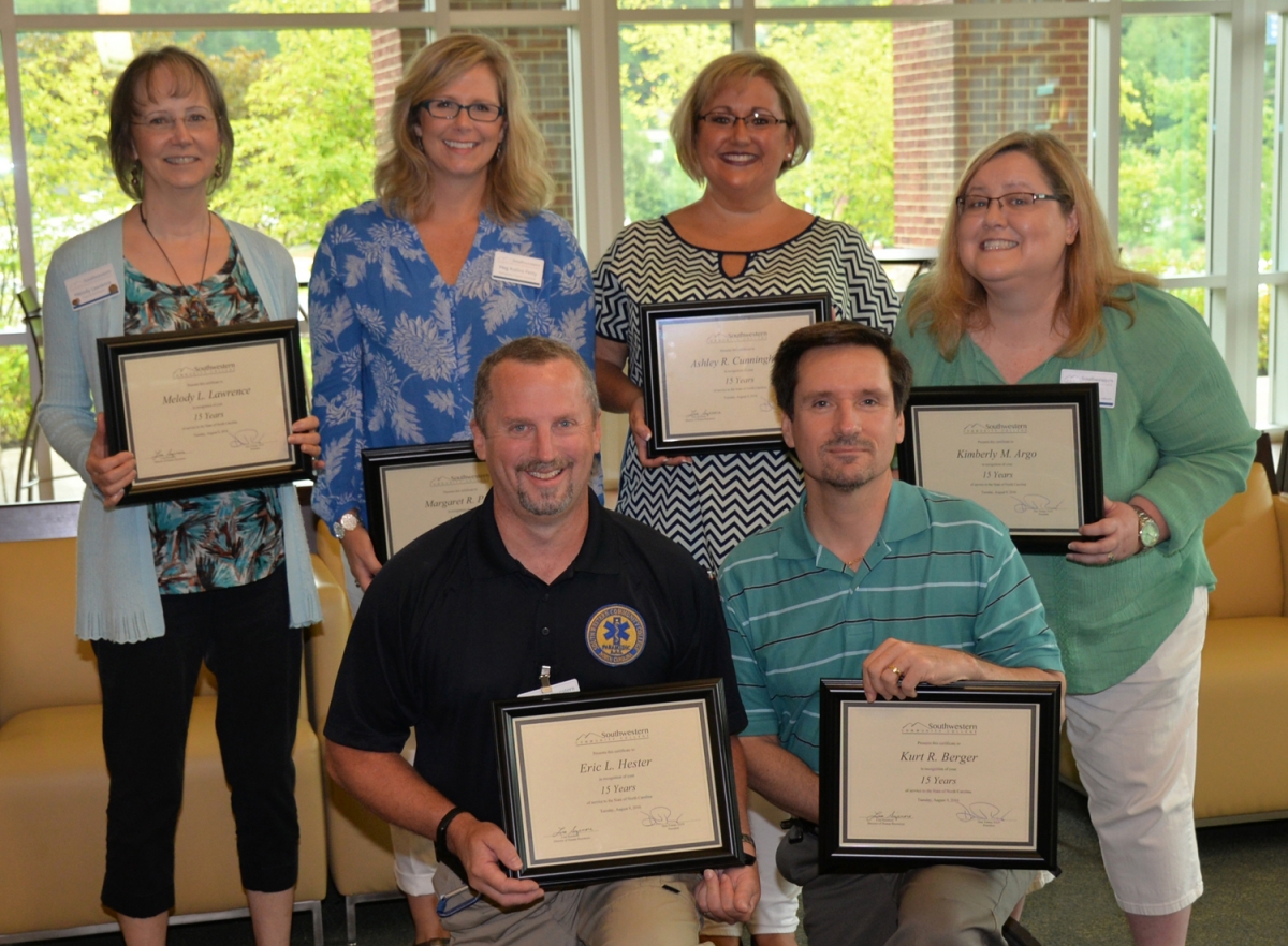 Photo of SCC employees who were honored for their years of service to North Carolina.