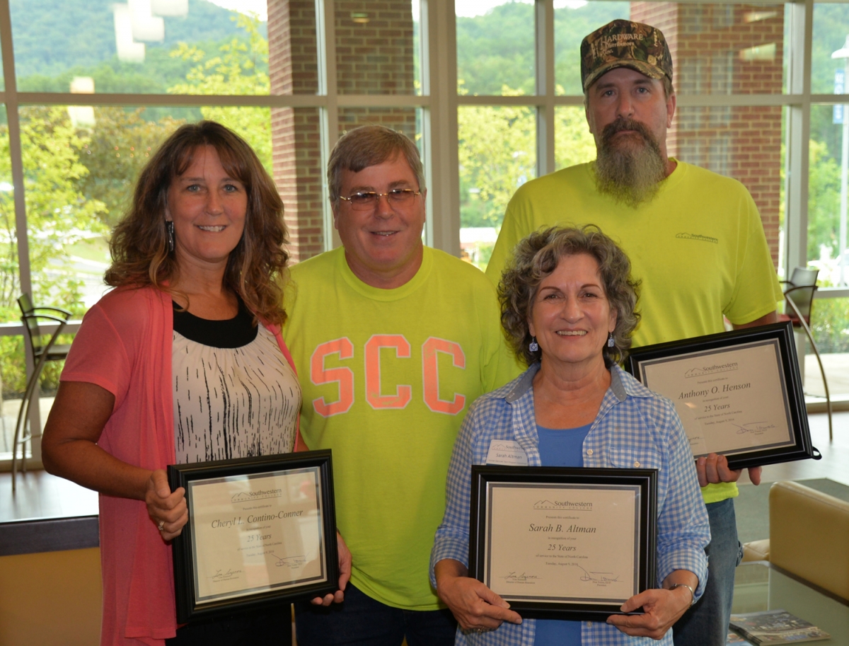 Photo of SCC employees who were honored for their years of service to North Carolina.