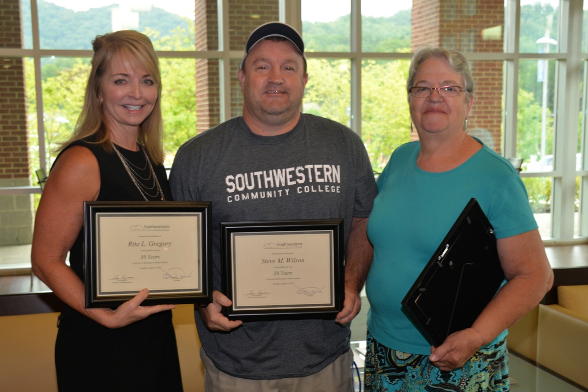 Photo of SCC employees who were honored for their years of service to North Carolina.