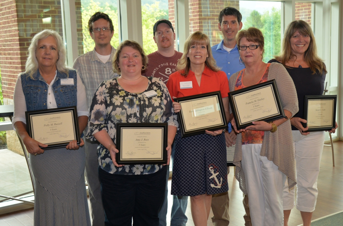 Photo of SCC employees who were honored for their years of service to North Carolina.