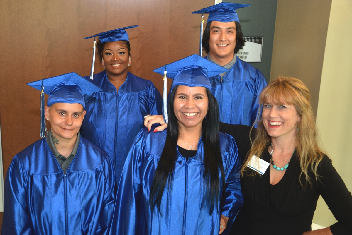 Graduates wearing caps and gowns