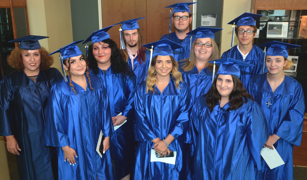 Graduates wearing caps and gowns