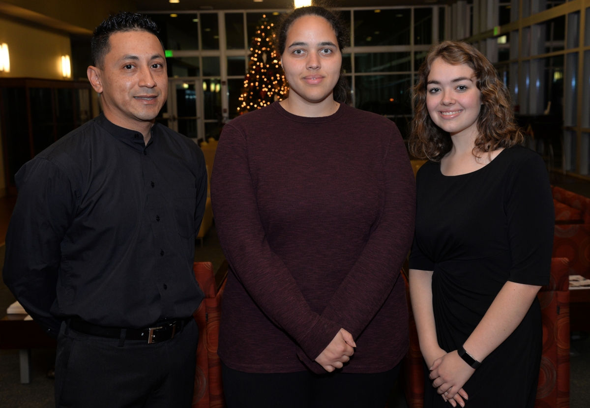 Three students pose indoors on SCC's Jackson Campus.