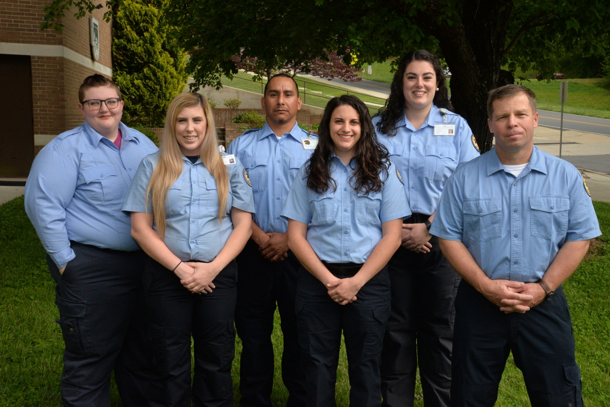 Recent graduates of SCC’s Emergency Medical Science program were honored with a pinning ceremony on May 11 at the Jackson Campus. Graduates included, from left: Sarah Ballentine of Cashiers, Amanda Hall of Sylva, Adrian Aguilera of Cherokee, D’vorah Nadel of Waynesville, Brittney Mazzeo of Seneca, S.C., and Donald Kampe of Sylva. 