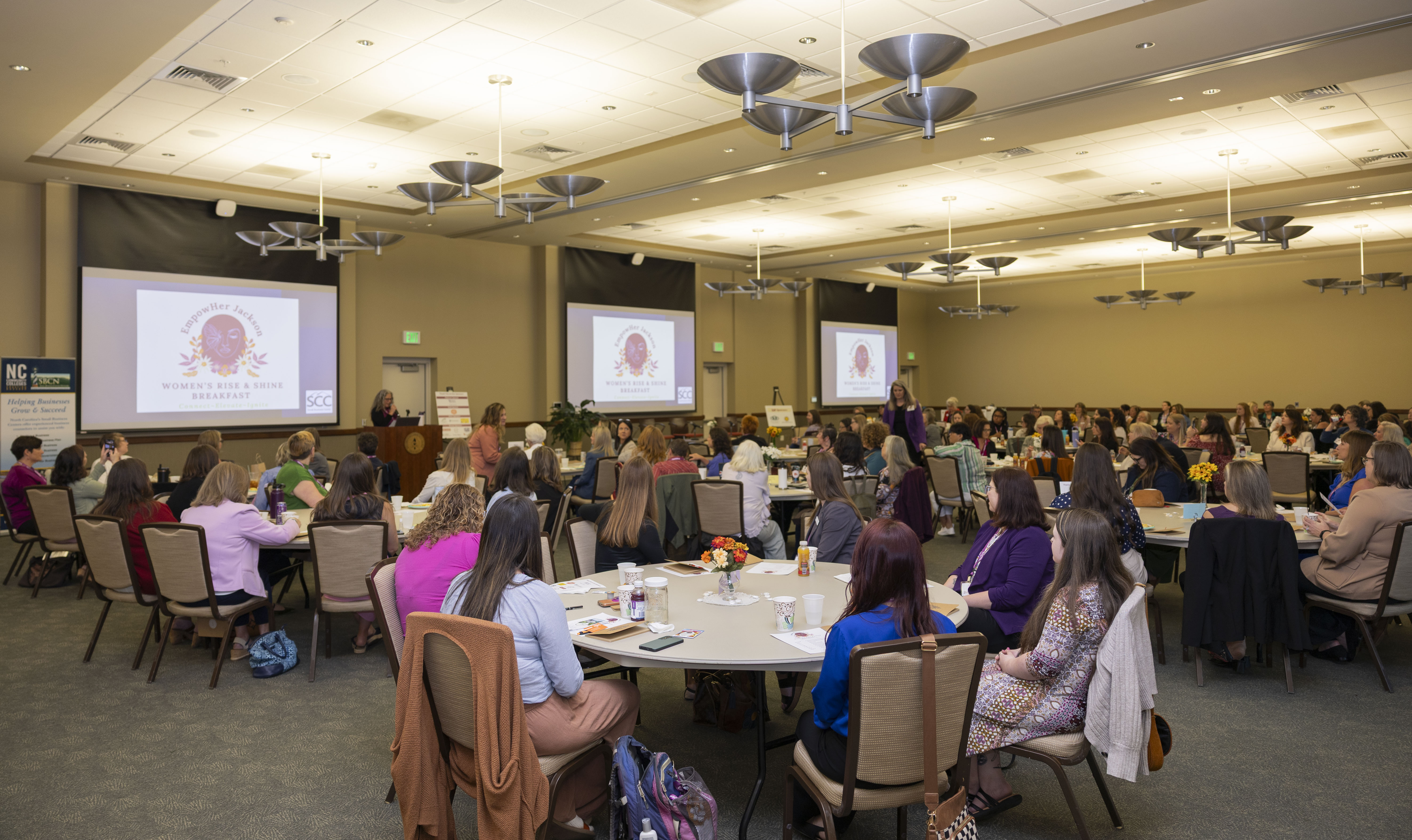 Participants listen to speaker in Burrell Conference Center