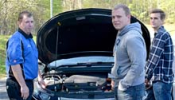 Photo of David Myers (left) and students Tyler James (center) and Logan Mathis