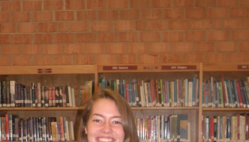 Katharine holding Berea College flag