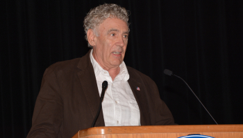 Man stands and talks