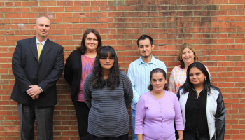 Photo of Southwestern Community College students receiving continuing education scholarships from the State Employees Credit Union Foundation recently were, back row from left: Ris Smith of Bryson City, Natalie Mangas (Franklin), Mike Williams, Franklin SECU Manager and Jacquie Stikeleather (SCC Instructor). Front row: Maritza Martinez (Franklin), Michale Welch (Cherokee) and Rene Rios (Franklin).