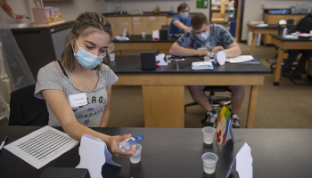 Student participates in STEM activity