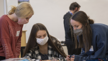 Franklin High School sophomores Britney Cross (left), Hailey Jennings (center), and Kaylan Foutty (right) participated in the Macon STEM event in October.