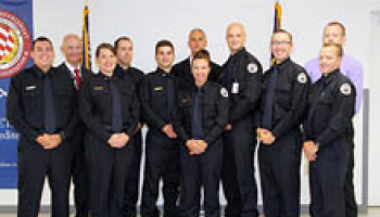 Photo of Jordan Sampson (sponsored by Cherokee Indian Police); Curtis Dowdle, Dean of Public Safety Training, SCC; Audrey Parrish (sponsored by Franklin Police); Paul Mossbargar III (sponsored by Franklin Police); Joseph Melvin Jr. (sponsored by Swain County Sheriff’s Office); Mitch Boudrot, LE Program Director, SCC-PSTC, Alicia Frizzell (sponsored by Cherokee Indian Police); Adam Cutler (sponsored by Cherokee Indian Police); Matthew Bowman (sponsored by Jackson County Sheriff’s Office); Matthew Reynolds, S