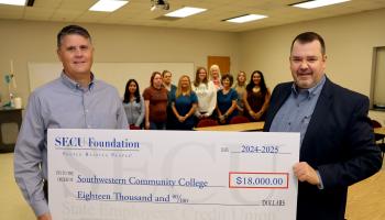 The N.C. State Employees’ Credit Union Foundation recently gave Southwestern Community College $18,000 to financially assist students who enroll in Workforce Continuing Education programs.