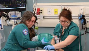 Respiratory Therapy students work in a lab on SCC's Jackson Campus