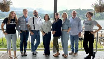 Members of Elevate Digital Collaborative recently met at Lake Junaluska for a Dogwood Digital Opportunities Initiative Retreat. Pictured here are, from left: Katelynn Ledford-McCoy of RezHope, Evan Hatch of Southwestern Community College, TJ Smith of International Friendship Center, Tiffany Henry of Jackson County Economic Development, Becca Scott of Southwestern Commission, Tonya Snider of TenBiz, Tobin Starrs of Jackson County Economic Development and Sarah Thompson of Dogwood Health Trust.