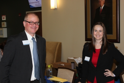 SCC's career services team, one man and one woman, pose for a photo inside a building on SCC's Jackson Campus.