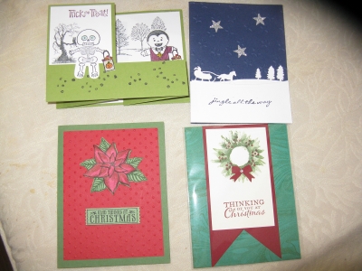 Holiday cards that will be made during the class at SCC.