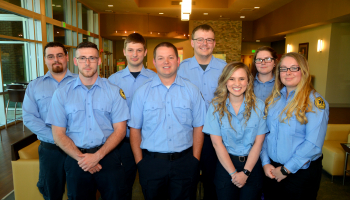 A group of students poses for a photo indoors on SCC's Jackson Campus