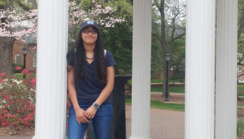 Scholarship recipient standing