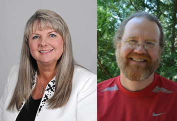 Photos of a woman (left) and man (right).