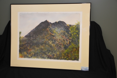 Water color painting of a mountain scene