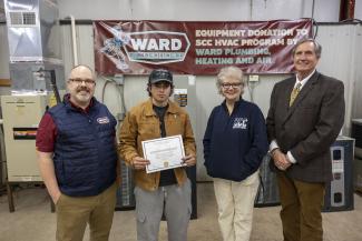 HVAC student Anthony Rodriguez was awarded the Ward Plumbing, Heating and Air Annual Scholarship.
