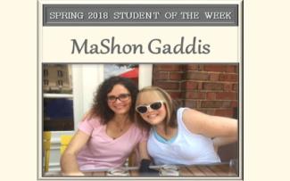 SCC Student of the Week MaShon Gaddis.